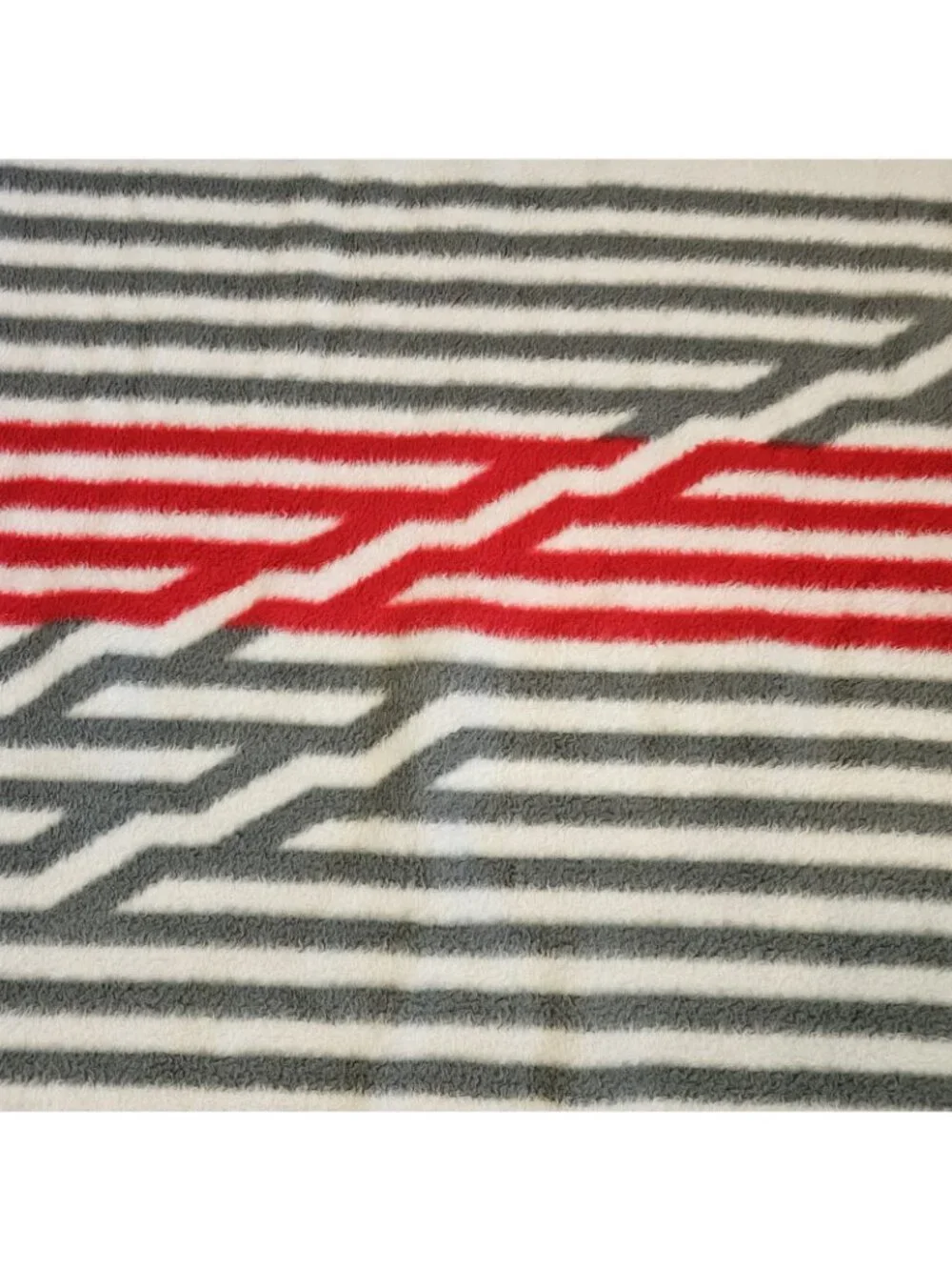 VTG Reversible Striped Blanket Dralon Germany Retro Mid-century Style Gray White